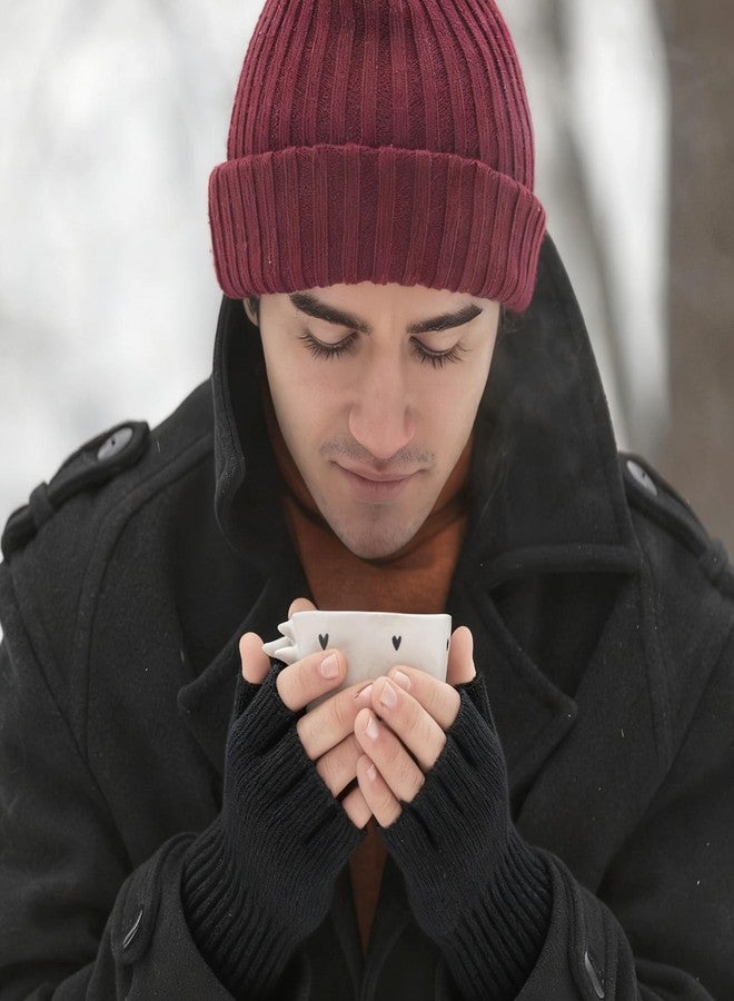 Exircy 4 Pairs Fingerless Gloves for Women & Men Winter Warm Finger Gloves Touchscreen Black Knit Mittens Typing Writing Half Finger Glove for Working - Image 5